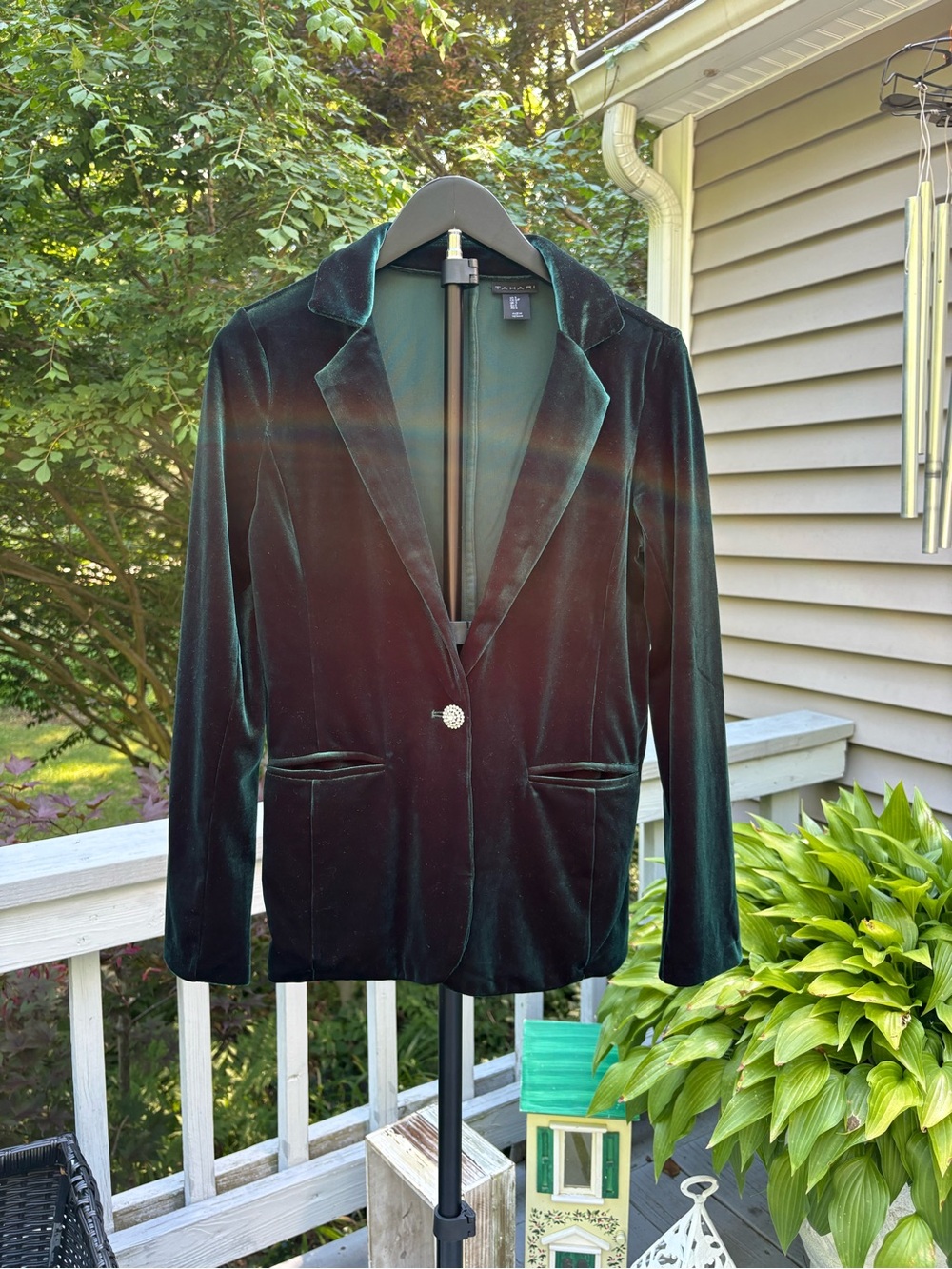 Tahari Teal Velvet Blazer - Picture 1 of 6
